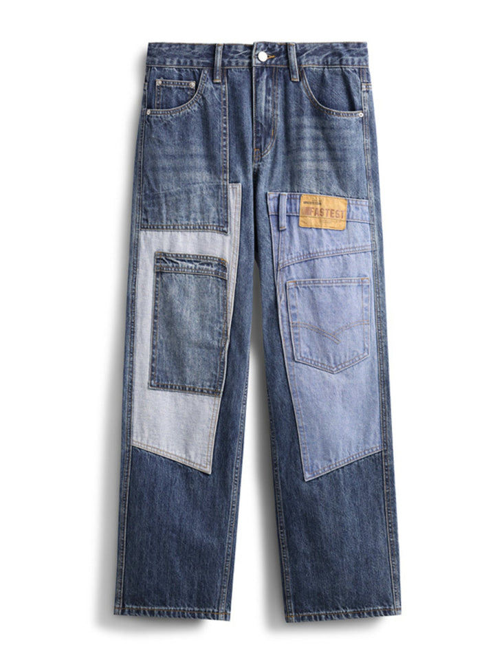 Men's Patchwork Relaxed Fit Jeans