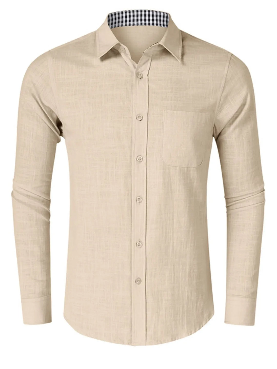 Men's Button-Down Shirt with Gingham Contrast