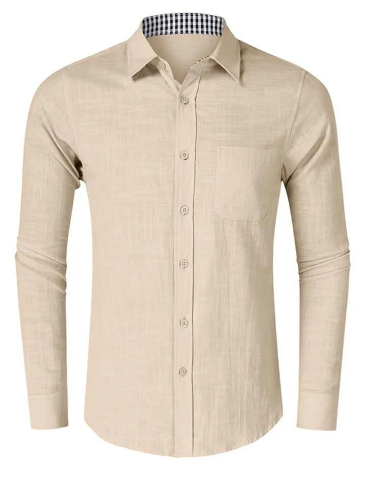 Men's Button-Down Shirt with Gingham Contrast