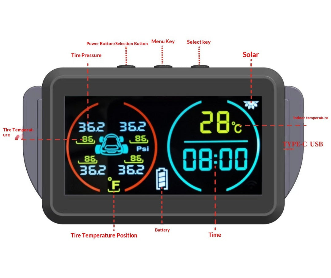 TPMS Time And Temperature Display Tire Pressure Monitor
