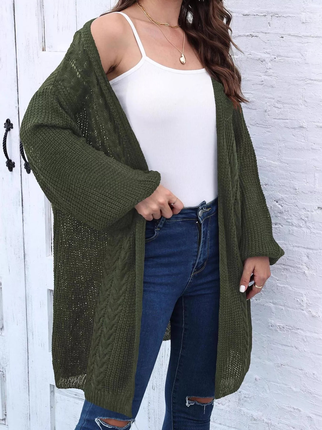 Open Front Long Sleeve Cardigan
