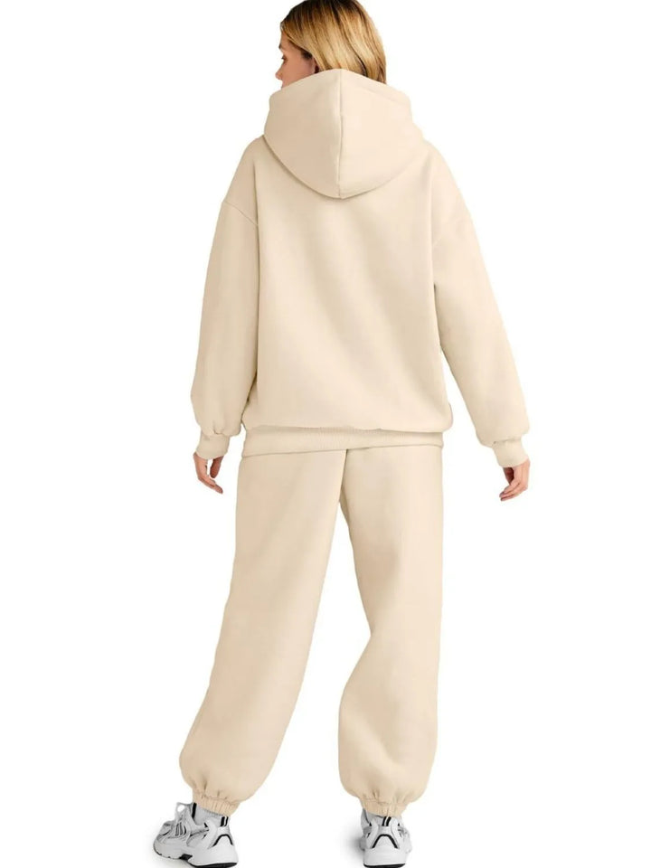 Full Size Kangaroo Pocket Hoodie and Joggers Set Plus Size