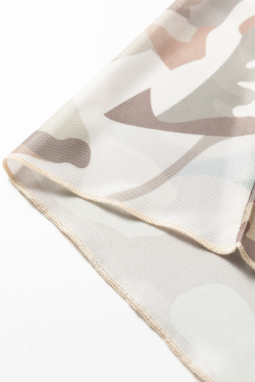 Green Plus Size Western Camo Print Mesh Long Sleeve Top