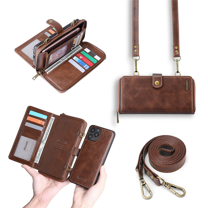Compatible with Apple, Detachable Wallet Backpack Strong Adsorption Leather Flip Phone Cases For Samsung Galaxy Note 20 UItra Note 10 Plus 9 8 Cover