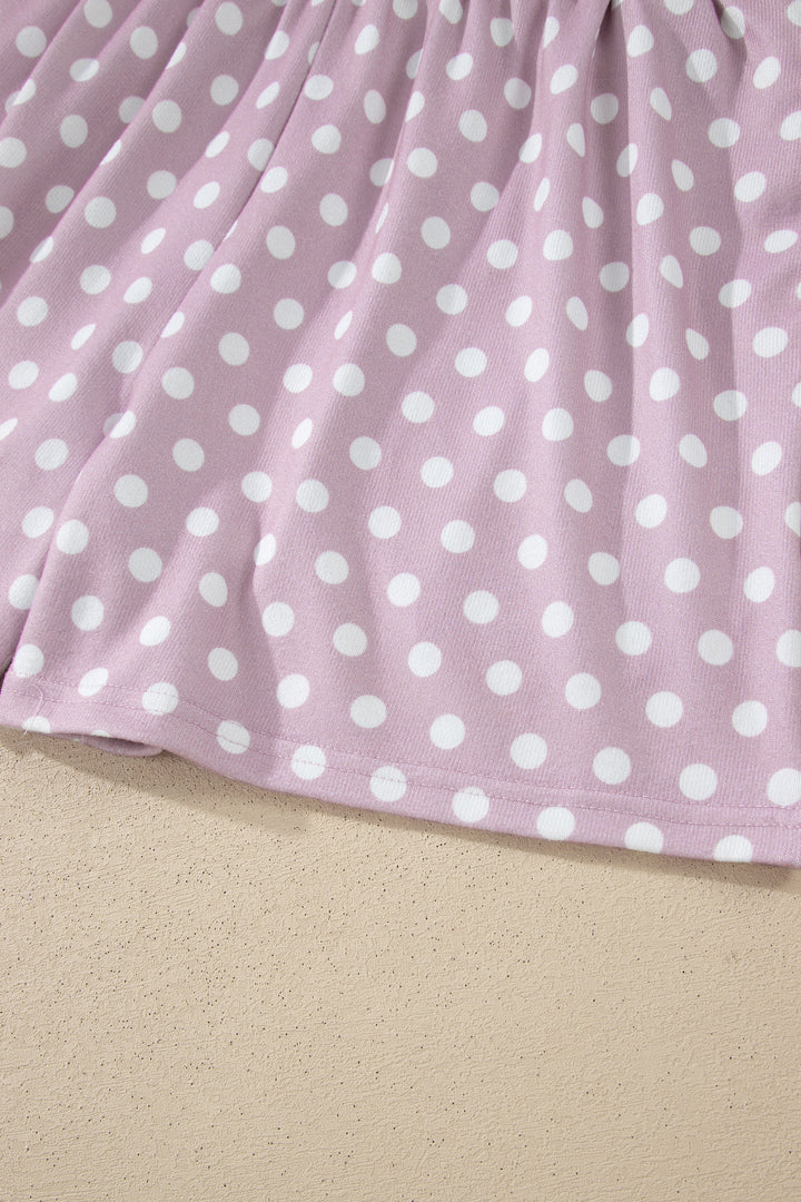 Purple Polka Dot Print Short Set