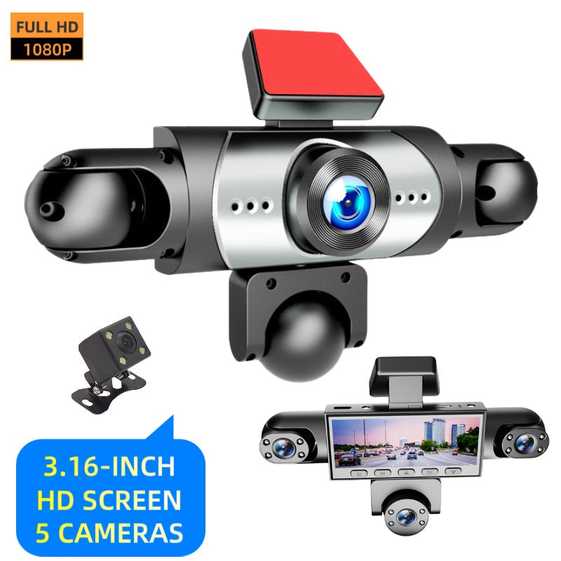Five Camera Driving Recorder, 1080P High-definition Night Vision, Mobile App For Viewing Videos