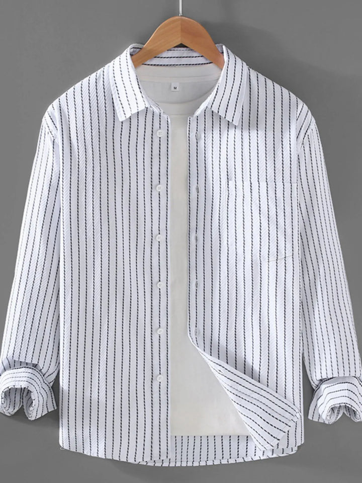 Men's Plus Size Striped Button Up Long Sleeve Shirt