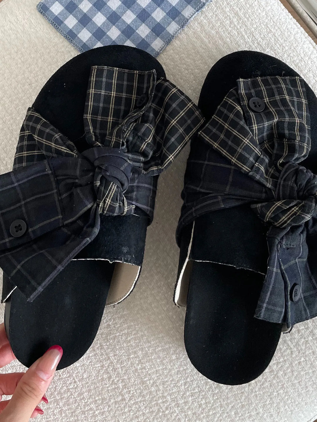 Bow-Knot Plaid Comfort Slip-Ons