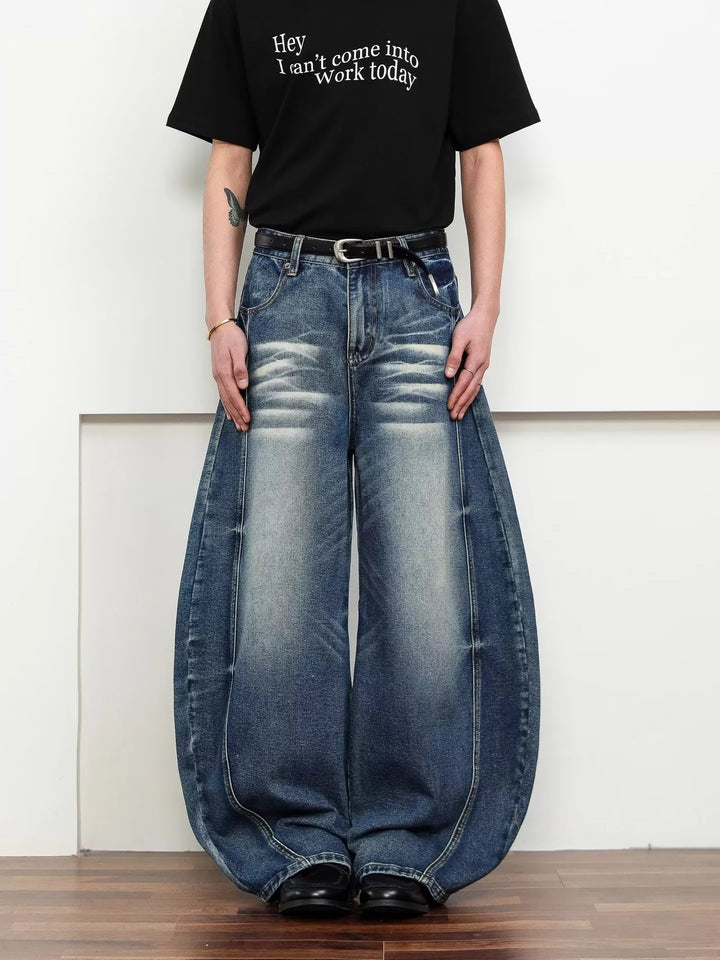 Men's Full Size Washed Wide Leg Jeans Plus Size