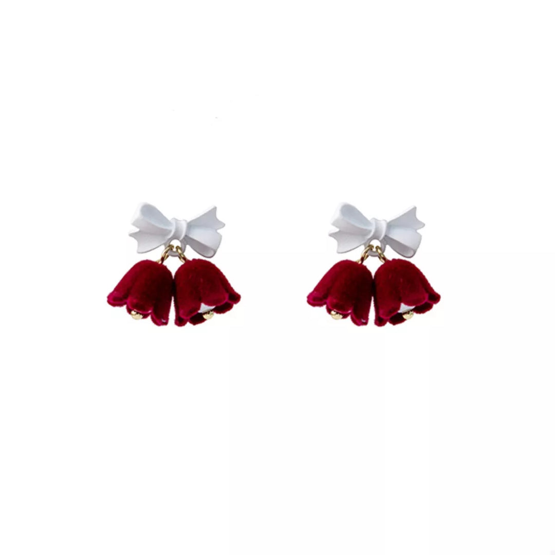 Velvet Bell Earrings with Bow