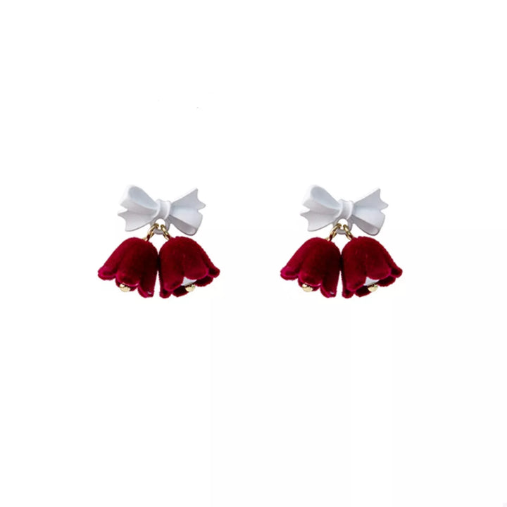 Velvet Bell Earrings with Bow