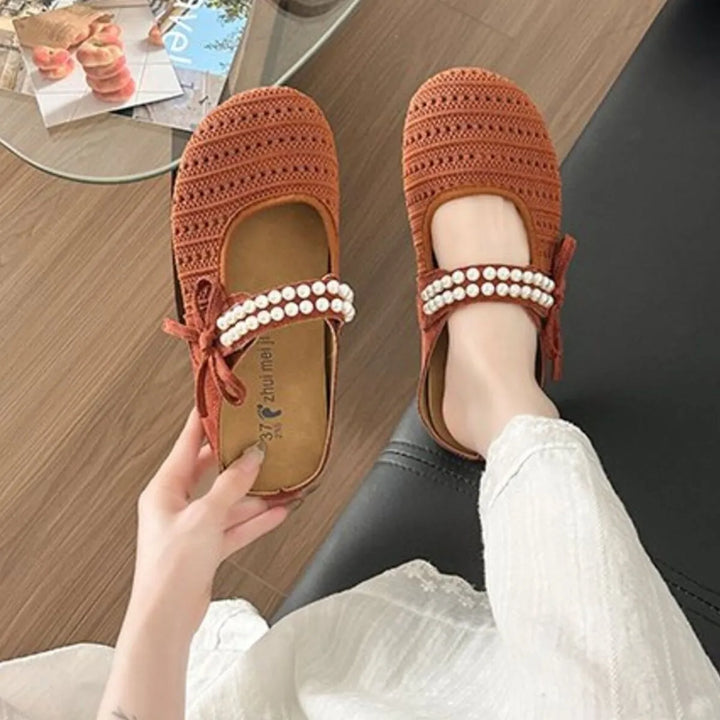 Hollow Out Round Toe Flat Slip-Ons