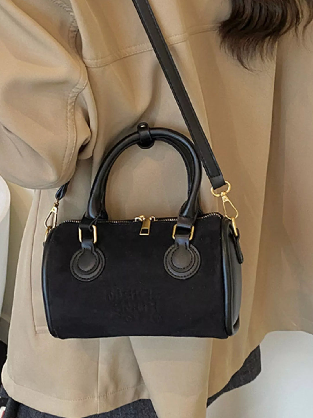 Barrel Crossbody Bag with Top Handle
