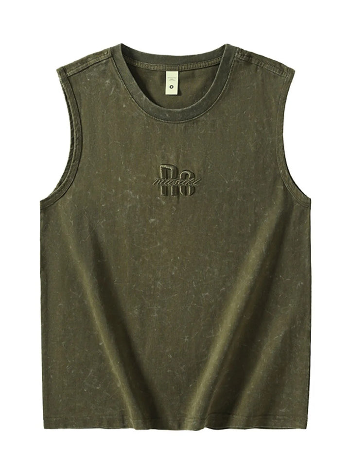 Men's Plus Size Washed Distressed Texture Sleeveless Tank
