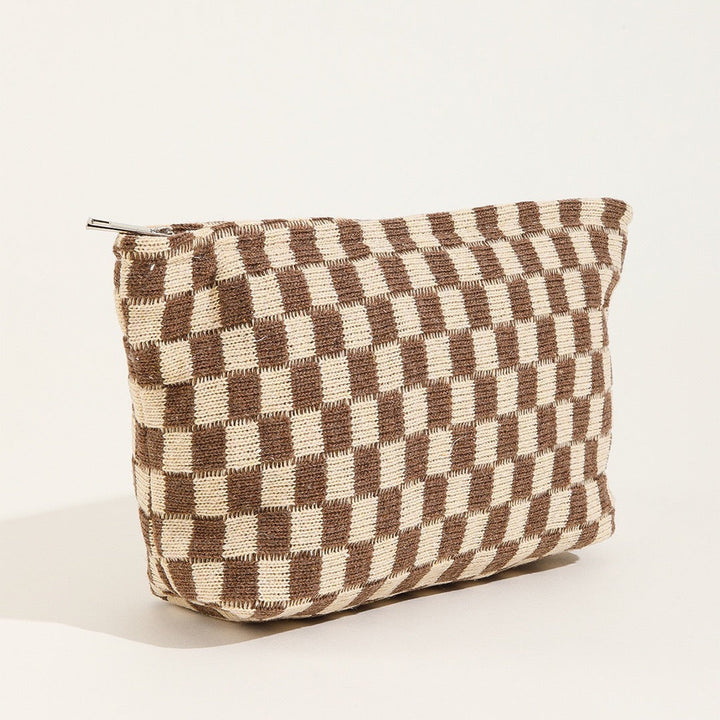 Large-capacity Yarn Checkerboard Makeup Bag