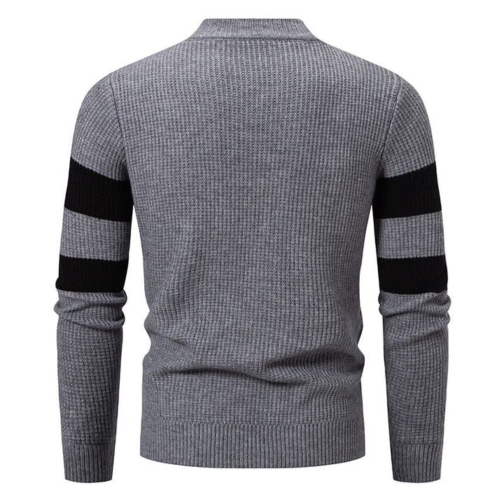 Mens Knitted Sweater With Color-block Design