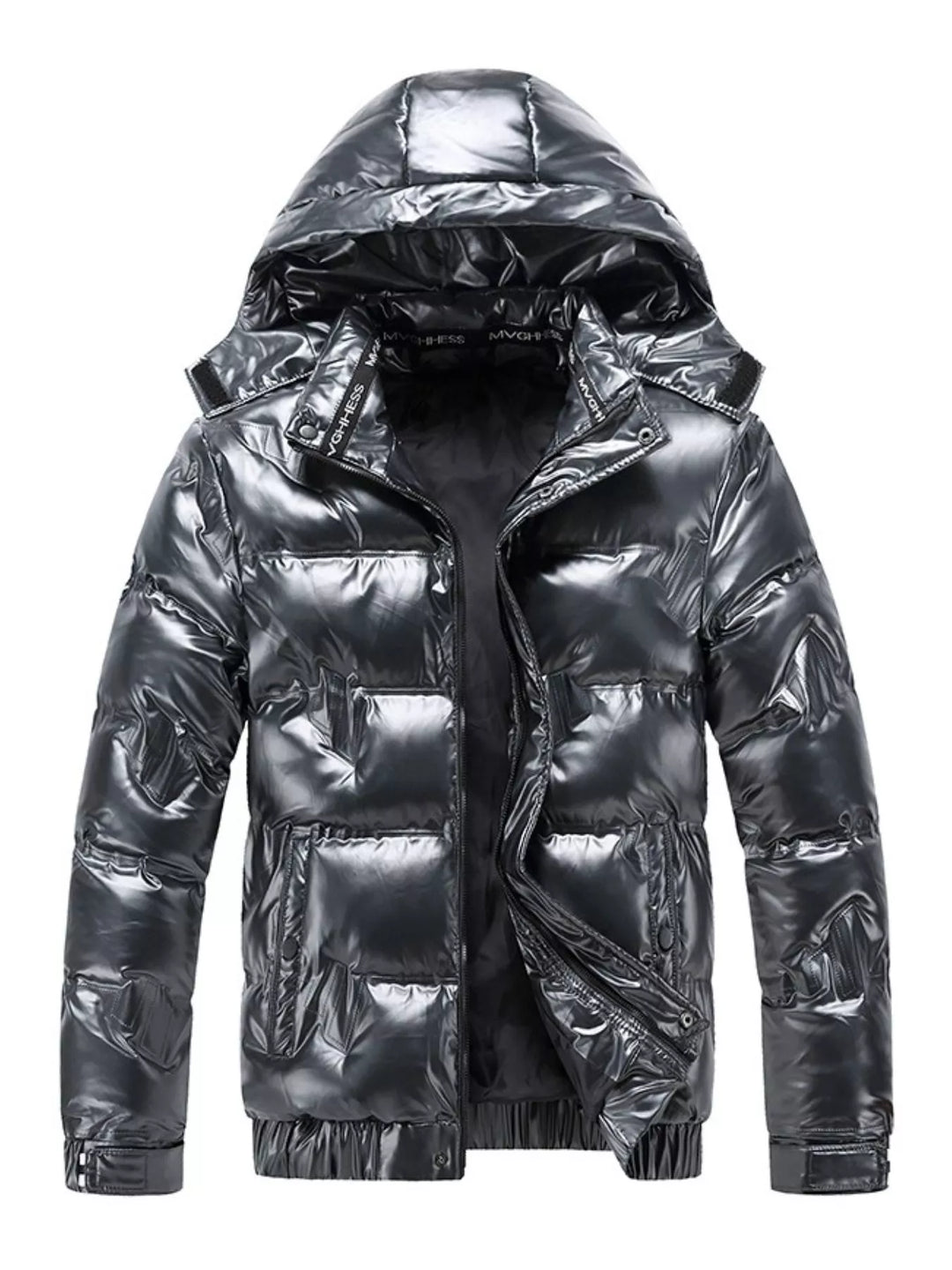 Men's Plus Size Zip Up Hooded Puffer Jacket