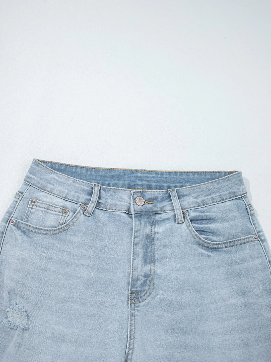 Mid Rise Ankle-Length Distressed Skinny Jeans