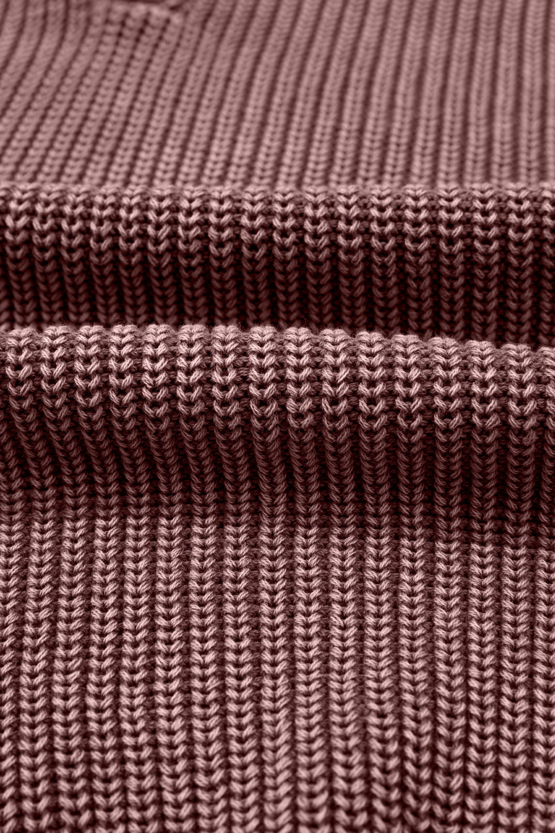 Dark Brown Mineral Washed Knit Button Polo Collar Loose Sweater