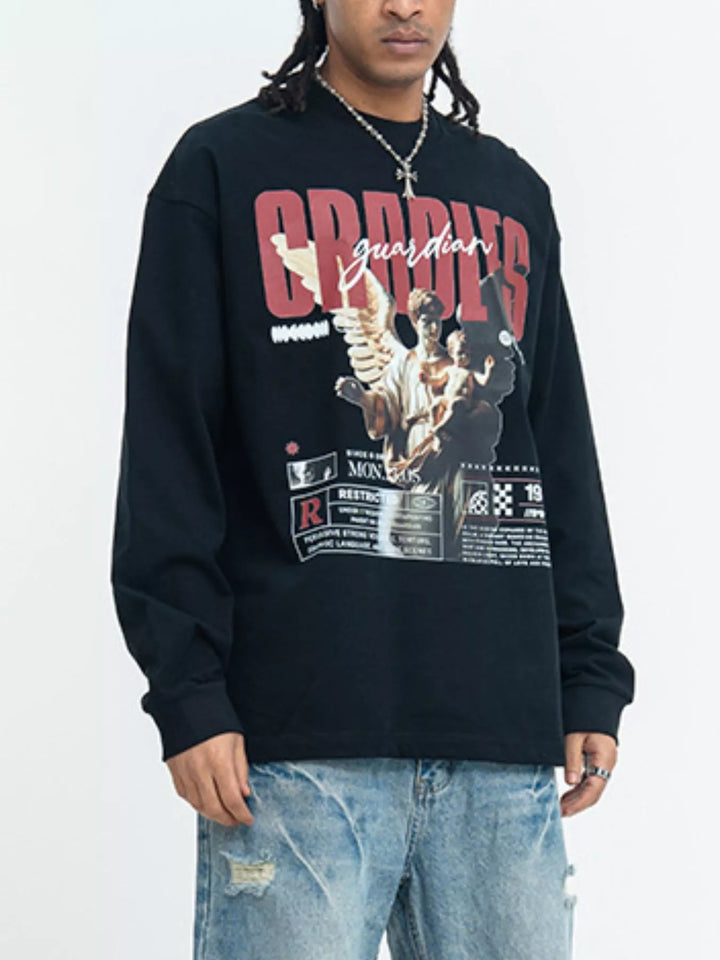 Men's Guardian Angel Graphic Long Sleeve T-Shirt