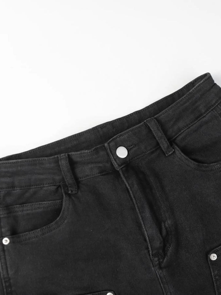 Men's High Waist Straight Leg Cargo Jeans