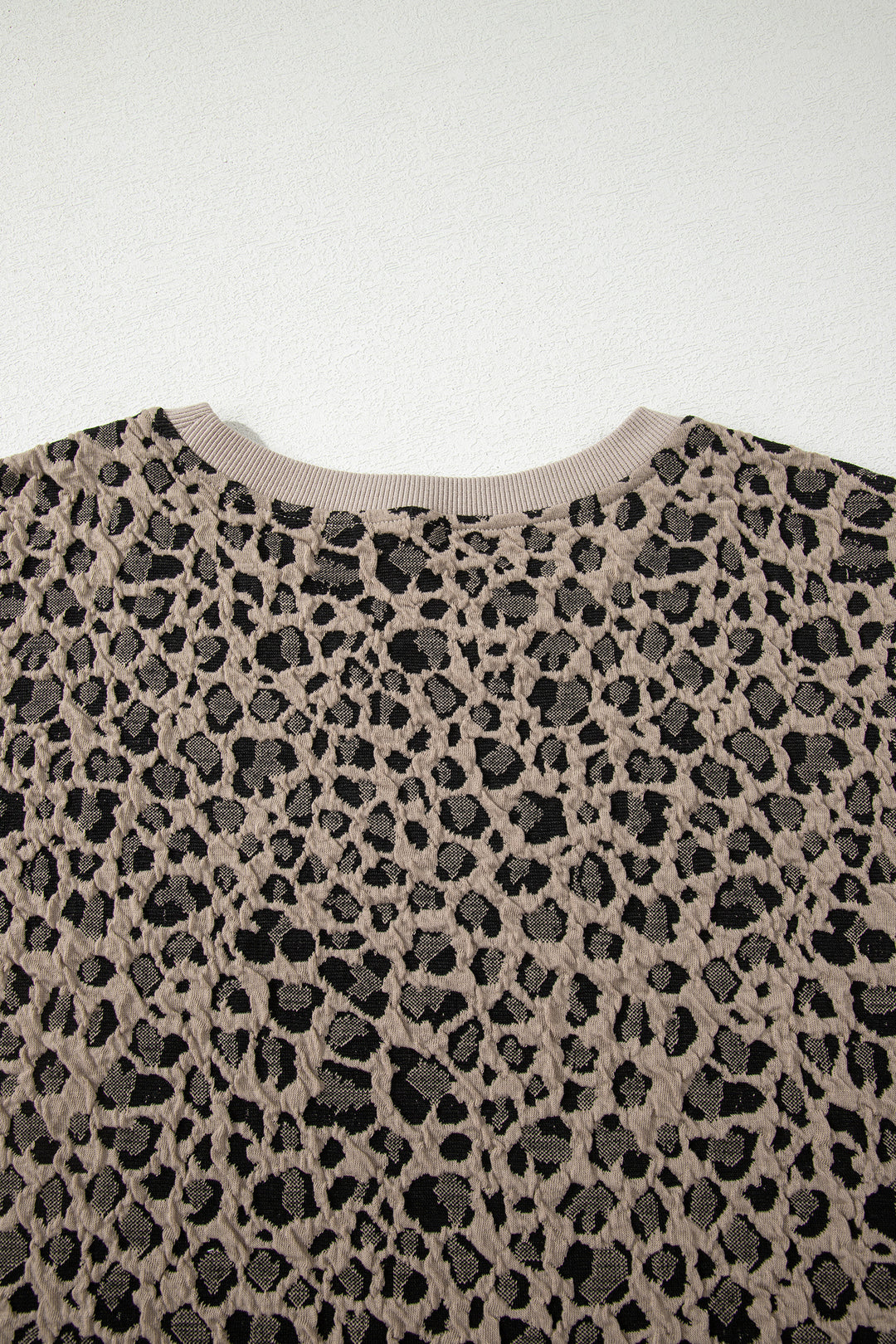 Khaki Leopard Print Textured Plus Size T Shirt