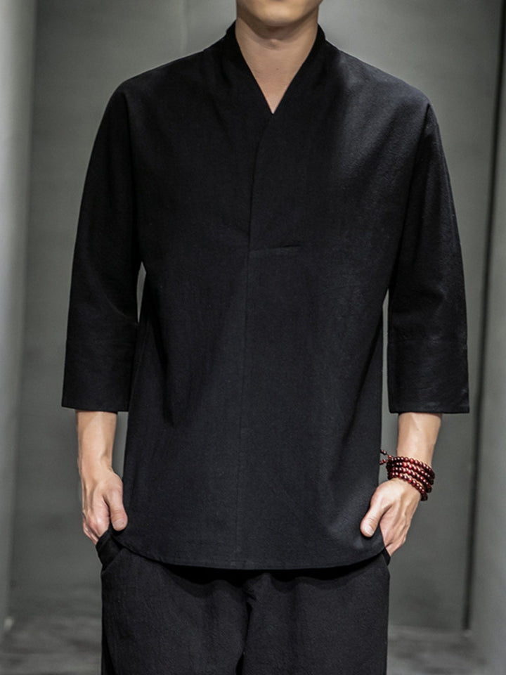 Men's Plus Size Loose Fit 3/4 Sleeve Shirt