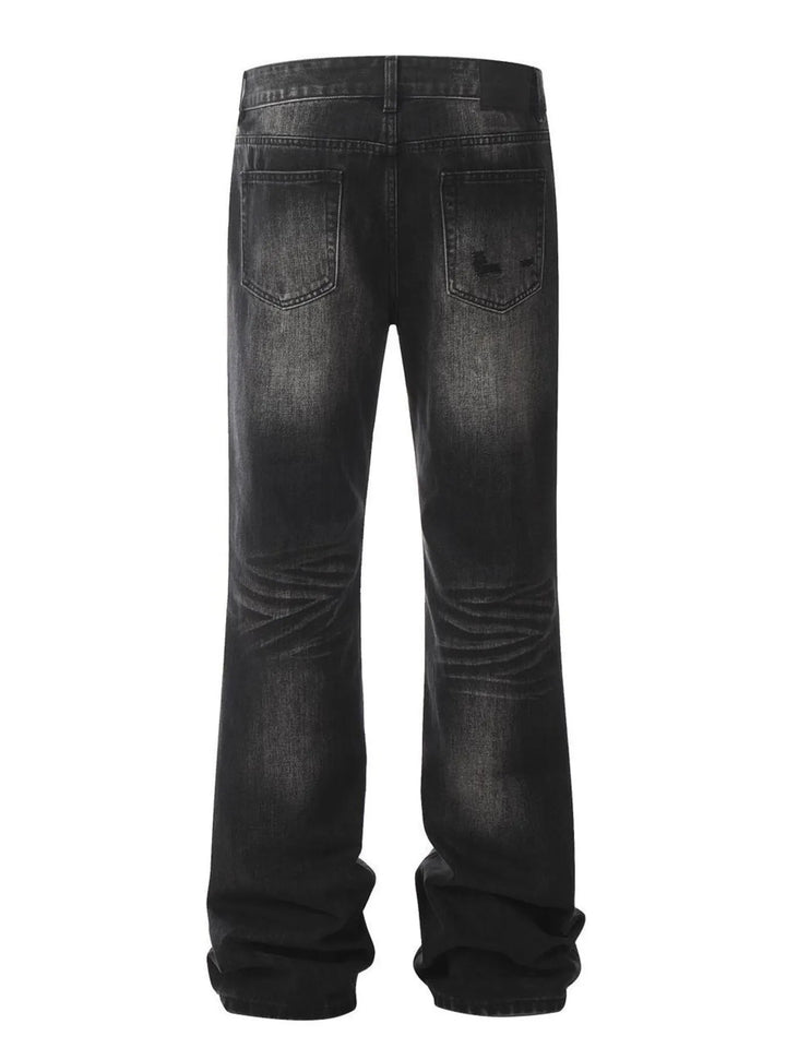 Men's Distressed Wide Leg Denim Jeans