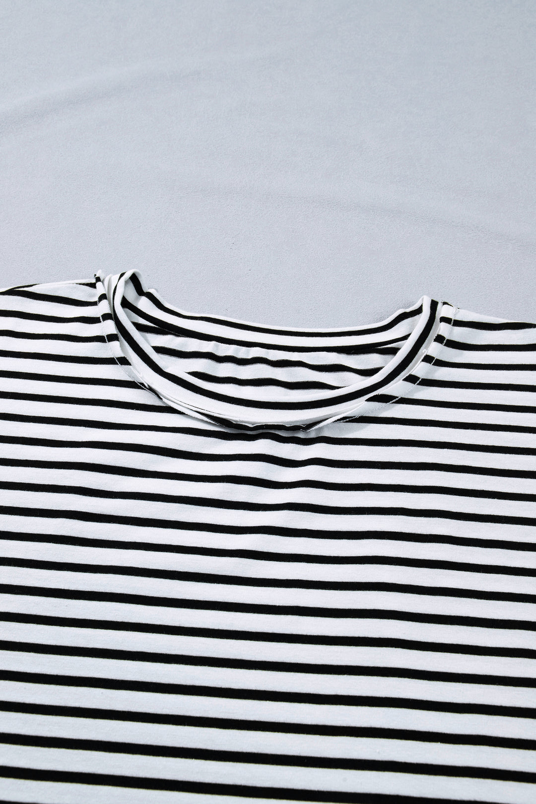 Black Stripe Plus Size Striped Short Sleeve Top with Floral Puff Sleeves