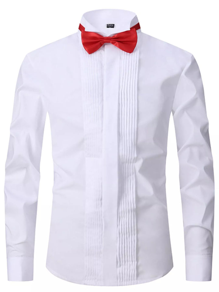 Men's Full Size Long Sleeve Shirt with Bow Tie Plus Size