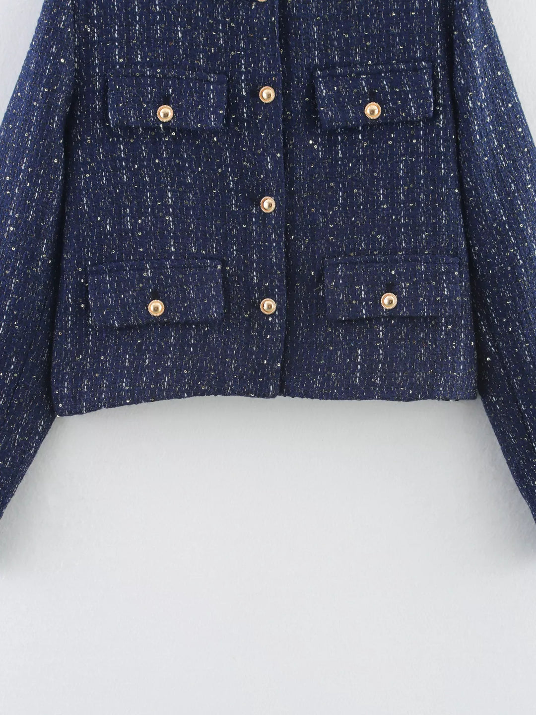 Tweed Button Up Cropped Outerwear