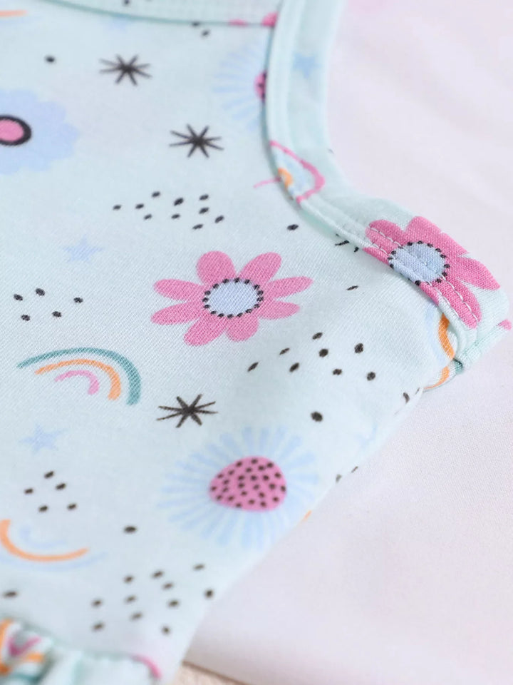 Children's Floral Print Spaghetti Strap A-Line Dress