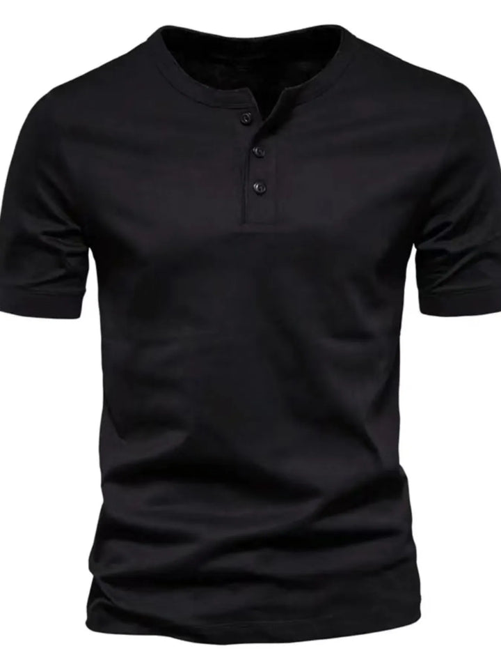 Men's Full Size Button Detail Short Sleeve Top Plus Size