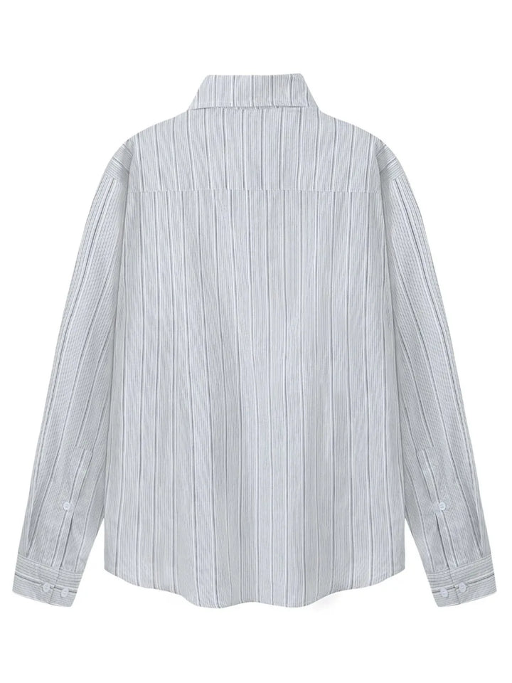 Men's Striped Button Up Long Sleeve Shirt