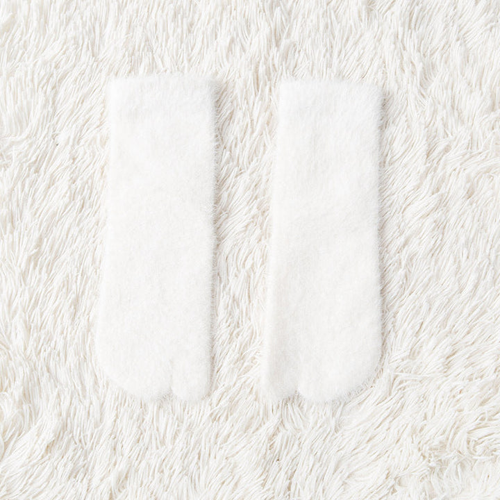 Women's Fleece-lined Thermal Winter Toe Socks Mid-calf Thick Warm