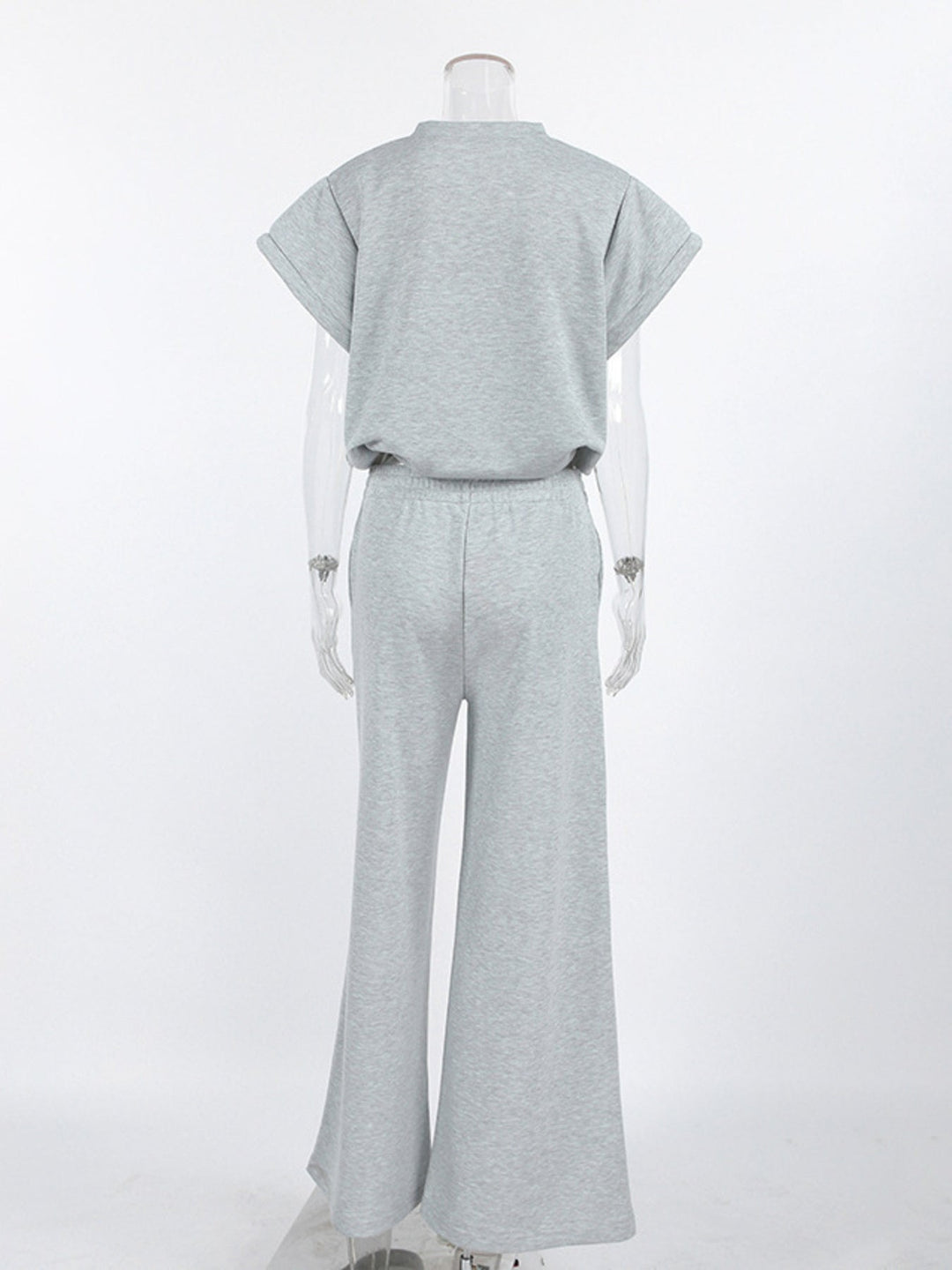 Round Neck Top and Wide Leg Pants Set