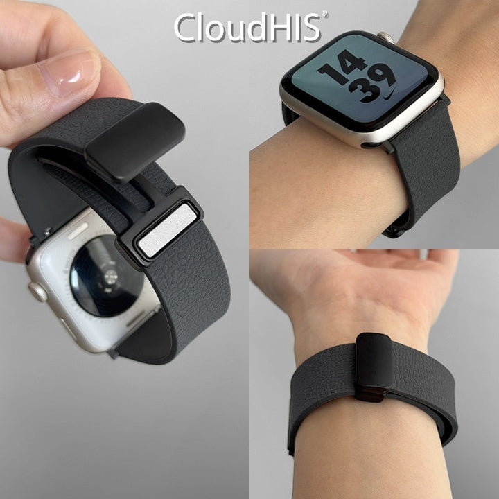 Lychee-pattern Silicone Magnetic Sports Watch Strap