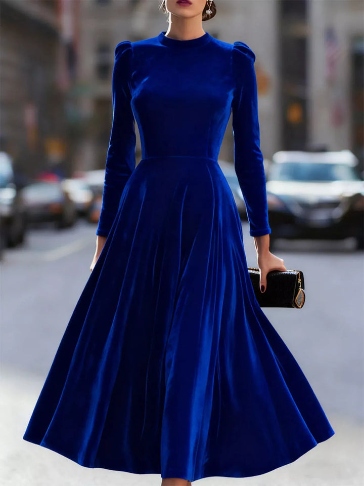 Velvet Long Sleeve A-Line Dress