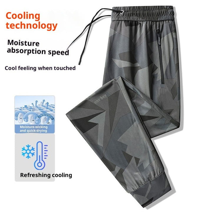 Summer Camouflage Loose-Fit Plus-Size Stretch Quick-Dry Sports-Casual Mens Ankle-Tightening Trousers
