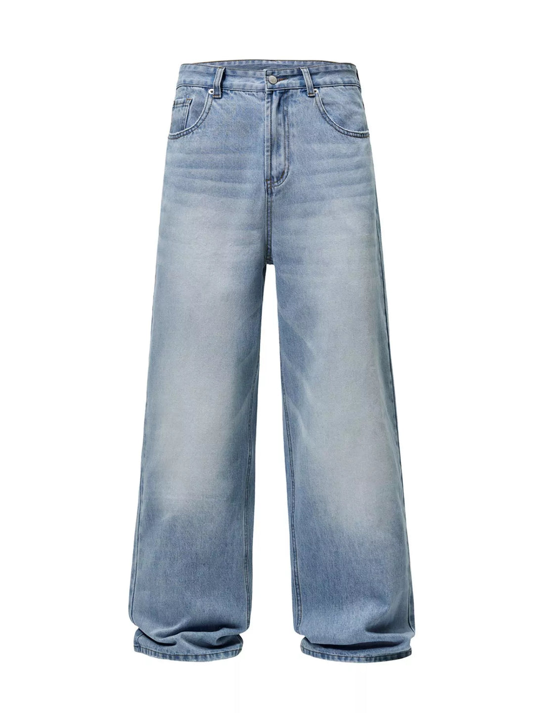 Men's Full Size Wash Wide Leg Jeans Plus Size