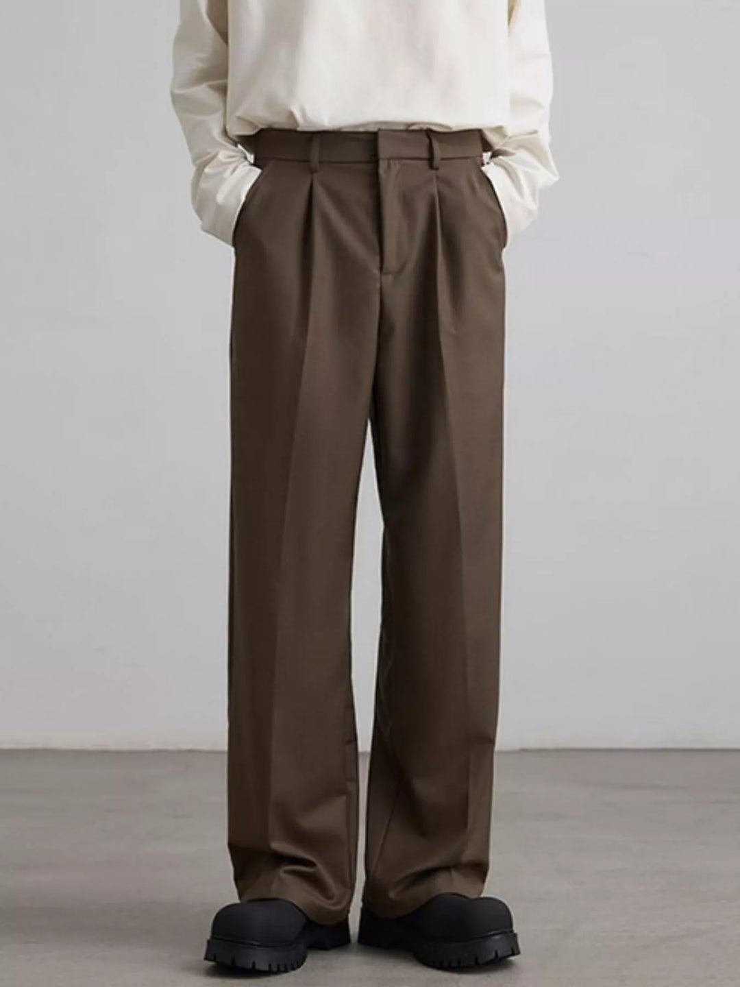 Men's Pleated Wide Leg Pants