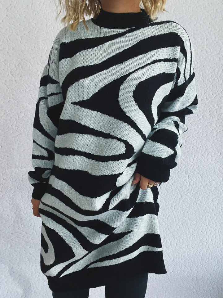 Oversized Zebra Print Long Sleeve Sweater