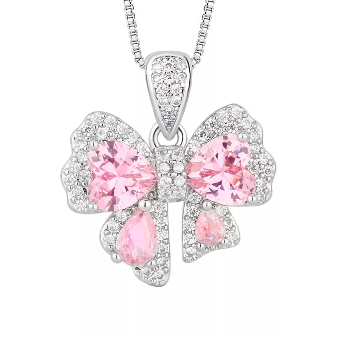 Zircon Bow Pendant Necklace