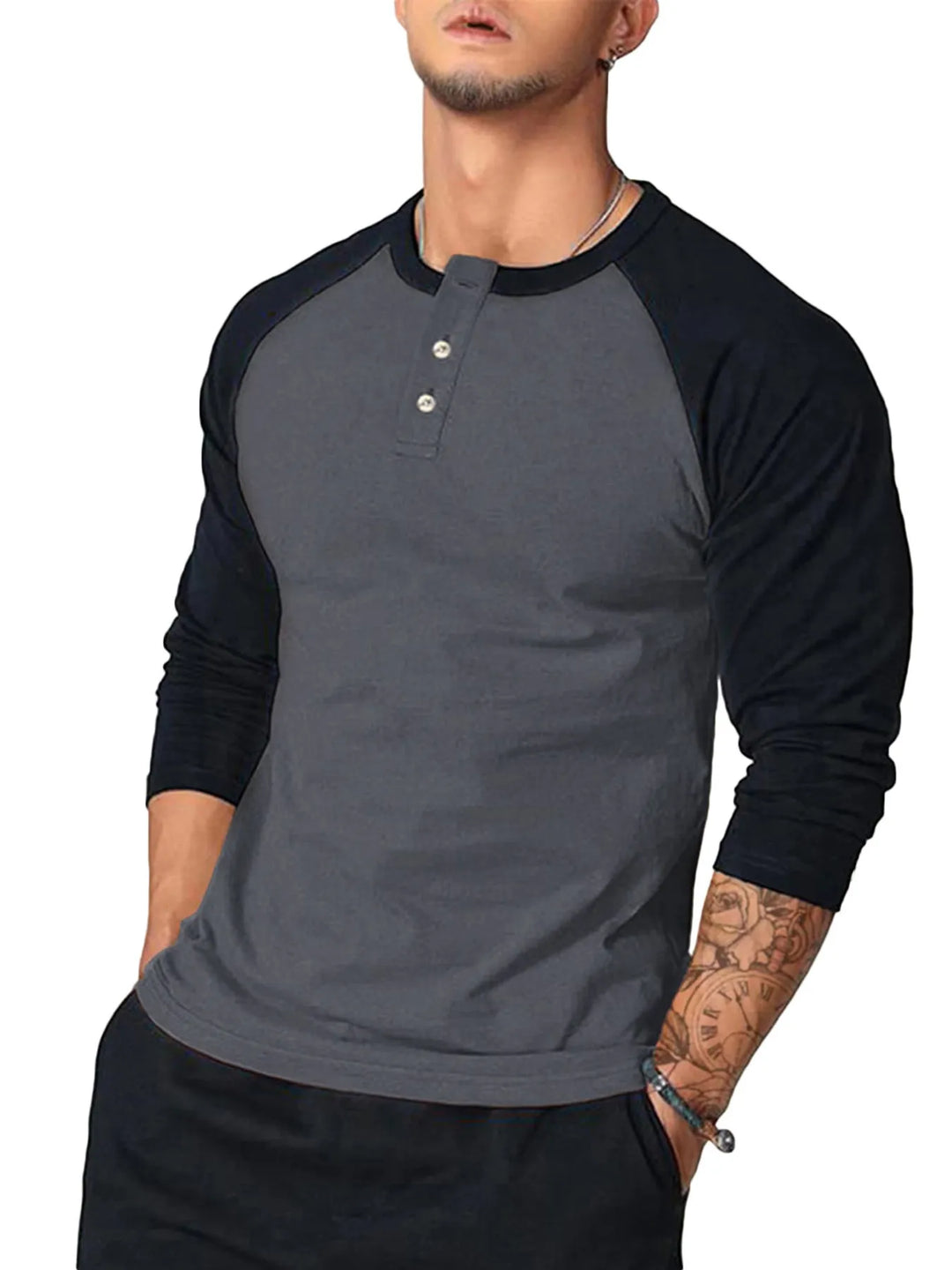 Men's Round Neck Raglan Sleeve T-Shirt