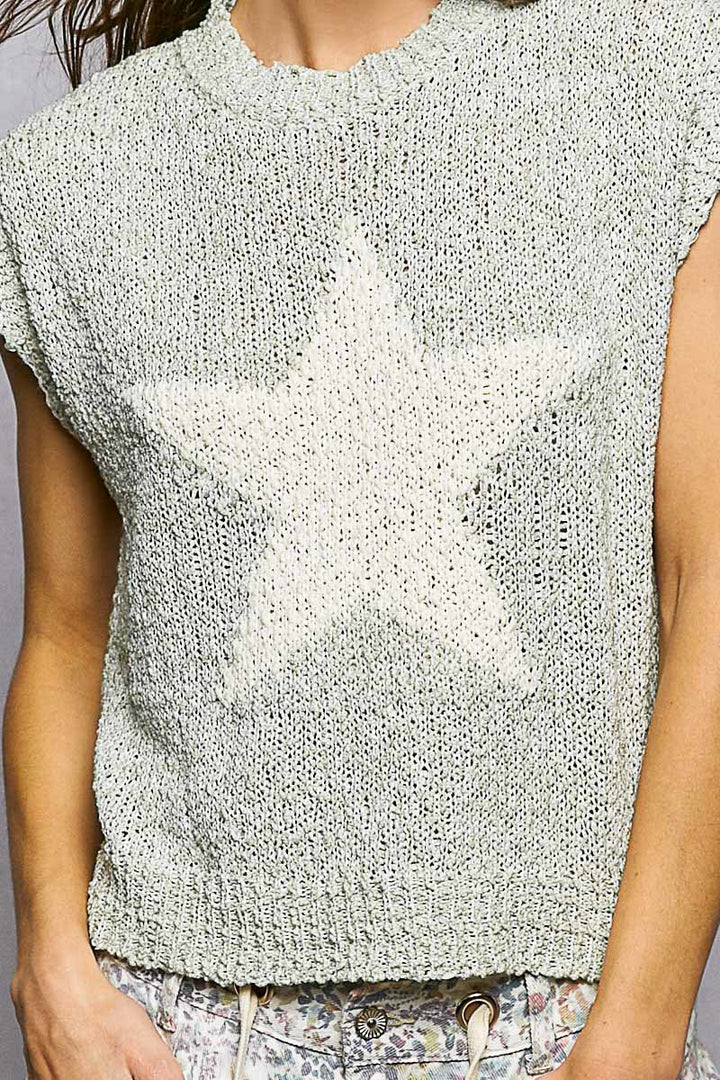 POL Star Round Neck Popcorn Knit Top