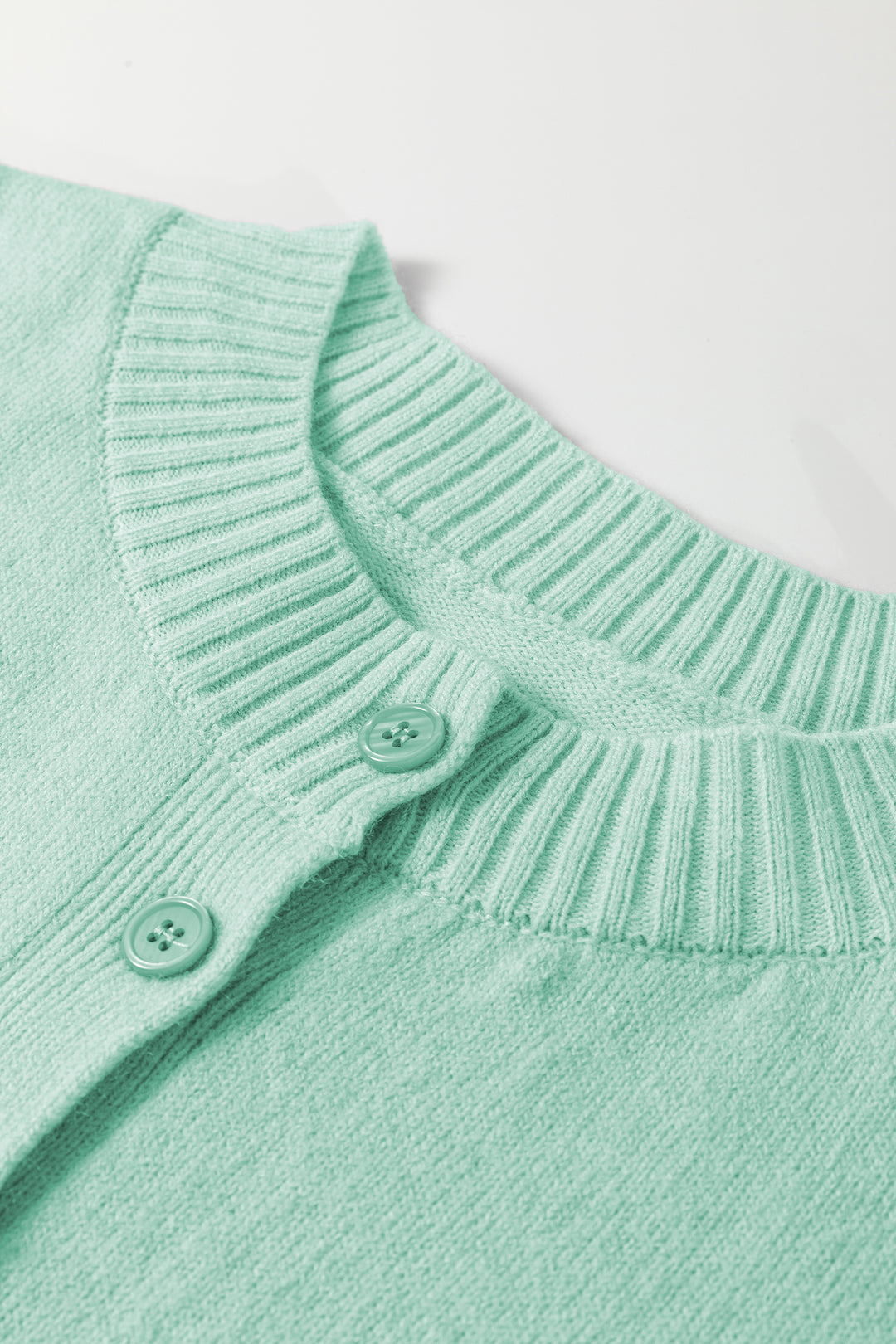 Moonlight Jade 3/4 Sleeve Boxy Knit Button Down Sweater Cardigan