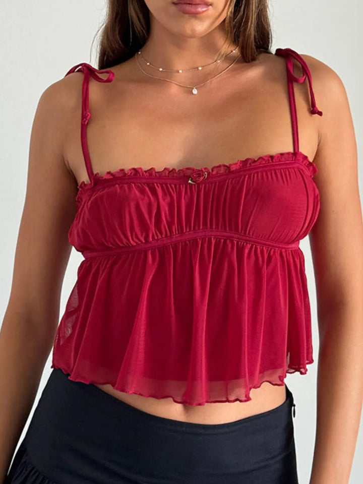 Contrast Trim Tie Straps Cami