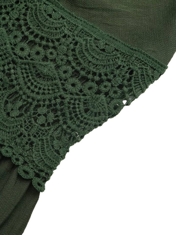 Lace Trim Spaghetti Strap Maxi Dress