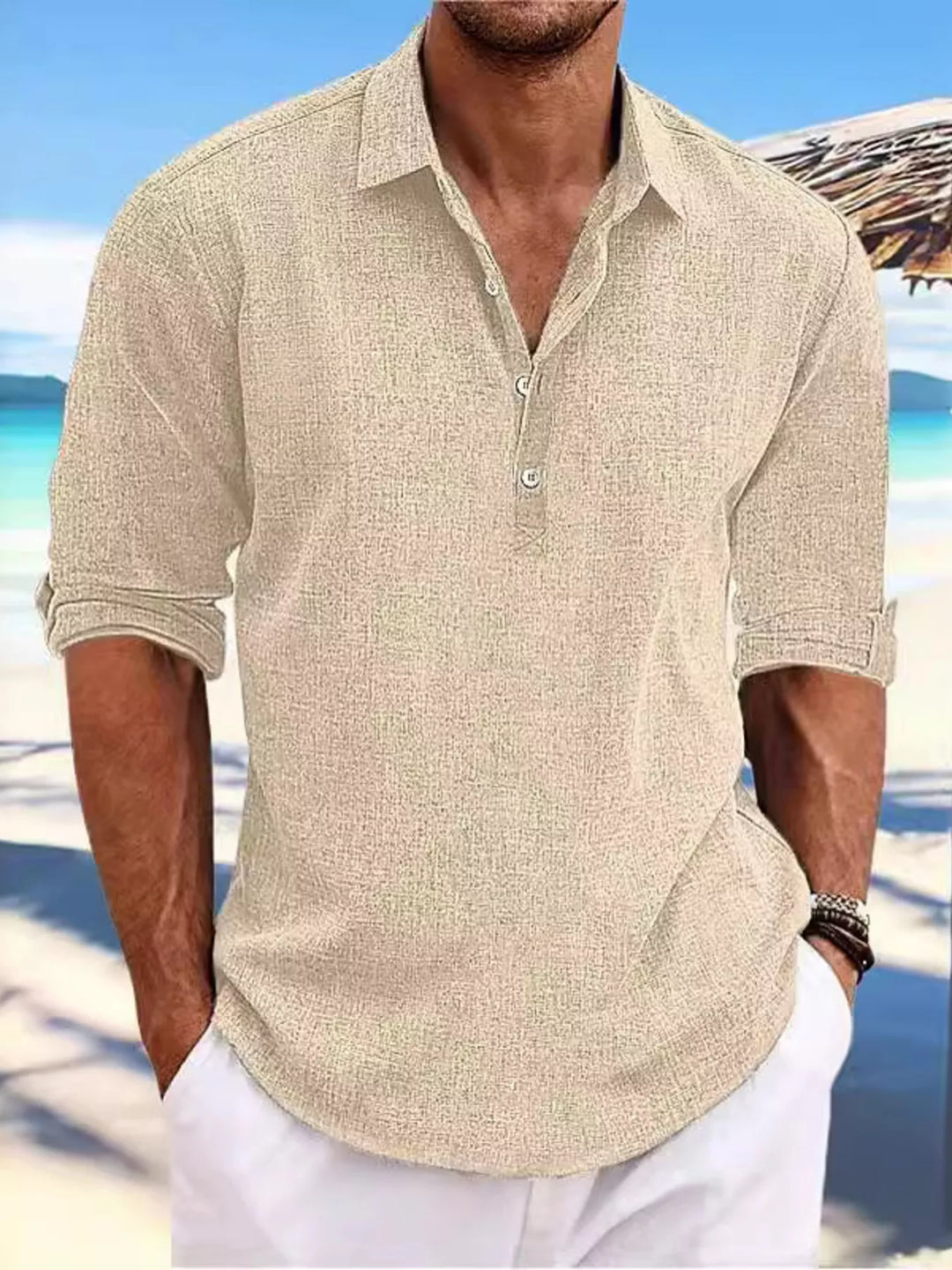 Men's Full Size Casual Half Button Shirt Plus Size