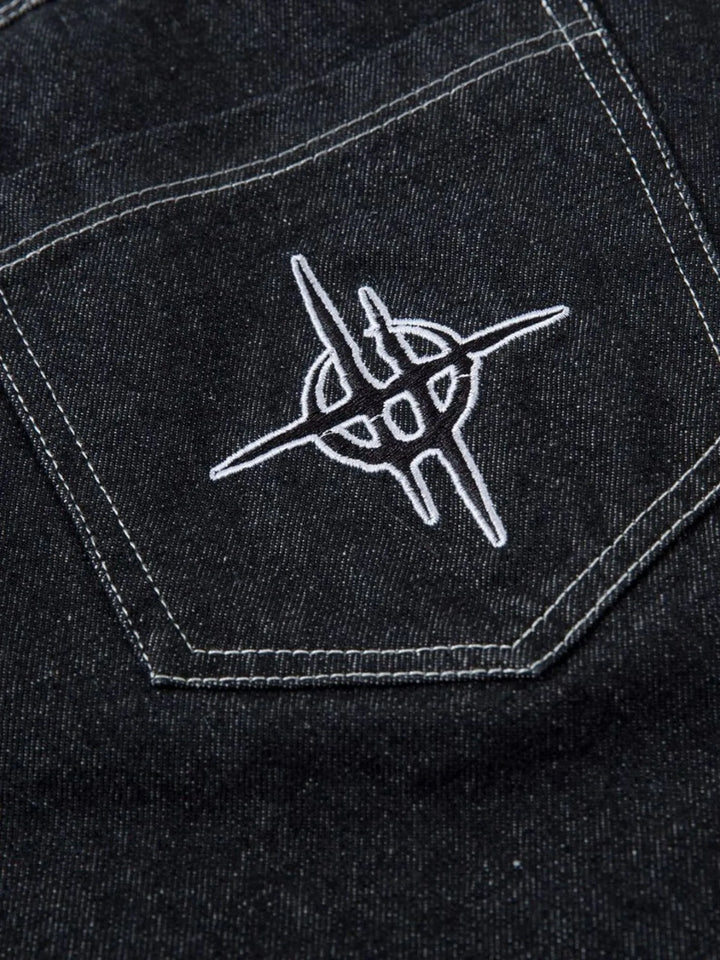 Men's Embroidered Wide Leg Baggy Jeans